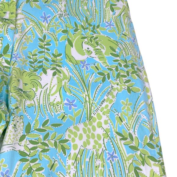 Vintage Lilly Pulitzer Capri Pants Women’s 2 Green Blue Giraffes Jungle Lion - Picture 3 of 7